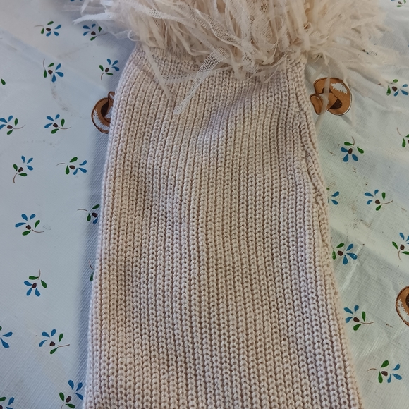 NIC+ZOE Cream Cozy Crew Neck Sweater With Fringe Cuffs, Size Large - Picture 5 of 6